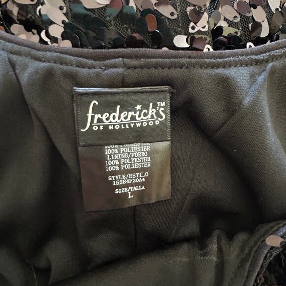 Frederick’s of Hollywood Black Sequin Mini Dress Size L Y2K Party Glam - Picture 4 of 5